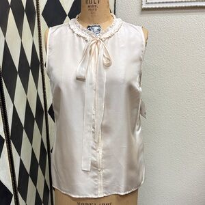 100% silk cream pussybow blouse